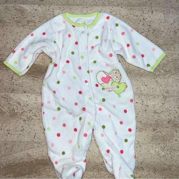 Carters Cute White & Pink Baby Onesie 3 Months Old Infant Baby - Picture 1 of 5